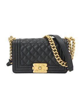 Chanel Boy Small Chain Shoulder Bag Caviar Leather Black